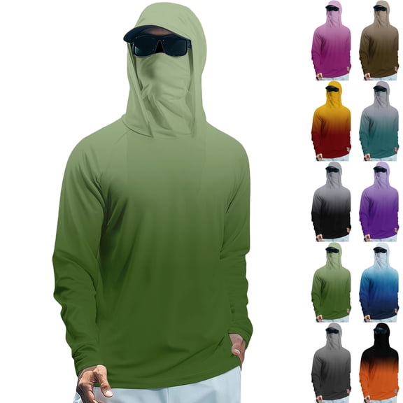 Men's Full Coverage Sun Protection Shirt UPF 50  Hooded Face Mask Design Quick Dry Cooling Fishing Hoodie Red XL