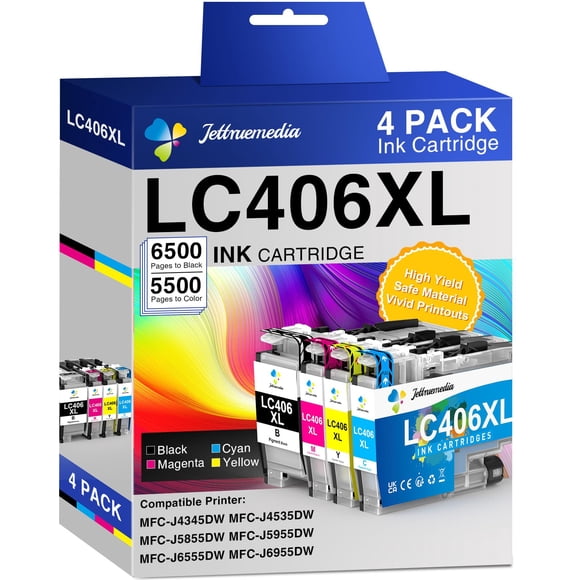 Cartuchos de tinta Jettruemedia LC406XL compatibles con Brother