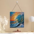 thumbnail image 4 of Zomyto 12x12 In Square Hanging Wood Sign Ocean Wave Wood Plaque Sign, 4 of 8