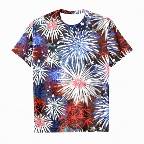 Ccpelsie Kids Boys and Girls T-Shirt Patriotic American Flag Kids Independence Day July 4th T-Shirt(Blue,8-9 Years)
