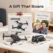 Drones for Kids with 1080P HD Camera, One-Key Takeoff/Landing, Foldable Wefone H21 with Brushless Motor and Optical Flow Hover, 2 Batteries, Black