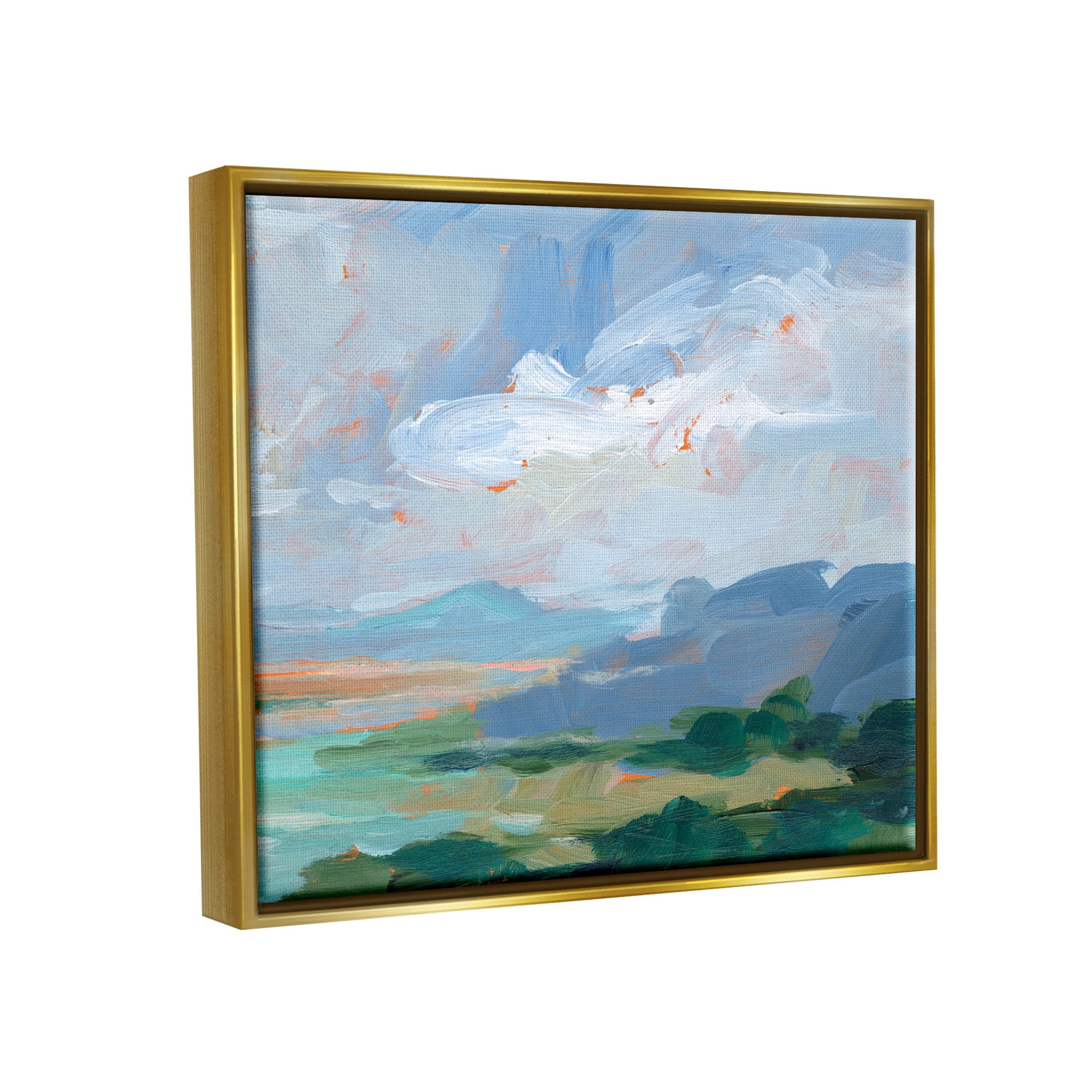 Ocean Cliffs Abstract Landscape Landscape Painting Metallic Gold Framed Art Print Wall Art
