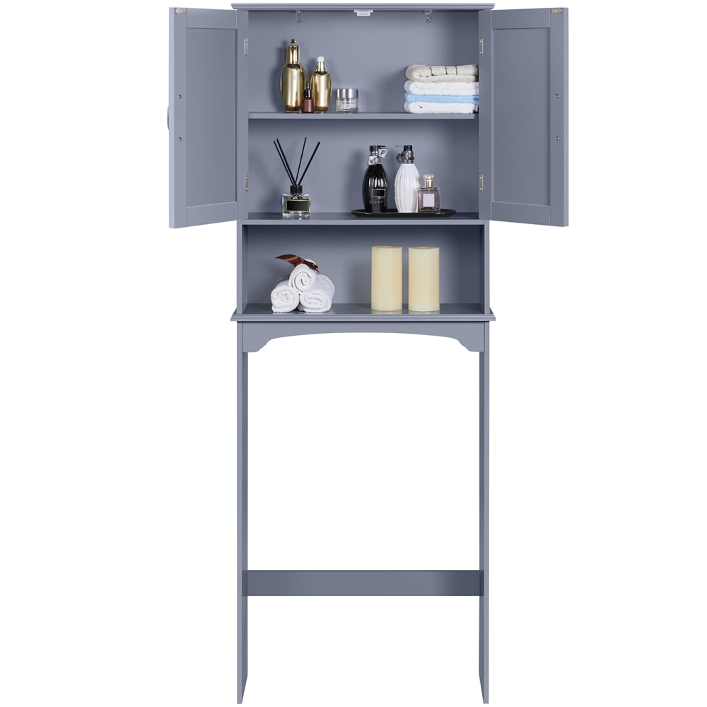 Alden Design Wooden Over The Toilet Bathroom Storage Cabinet, Gray