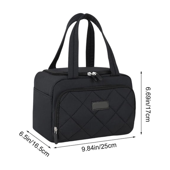 Minimalist Insulated Lunch Box Bag with Thermal Lining – Portable Waterproof Nylon Cooler Tote, Spacious Picnic & Office Carry for Daily Meals, Campus Prep – Black