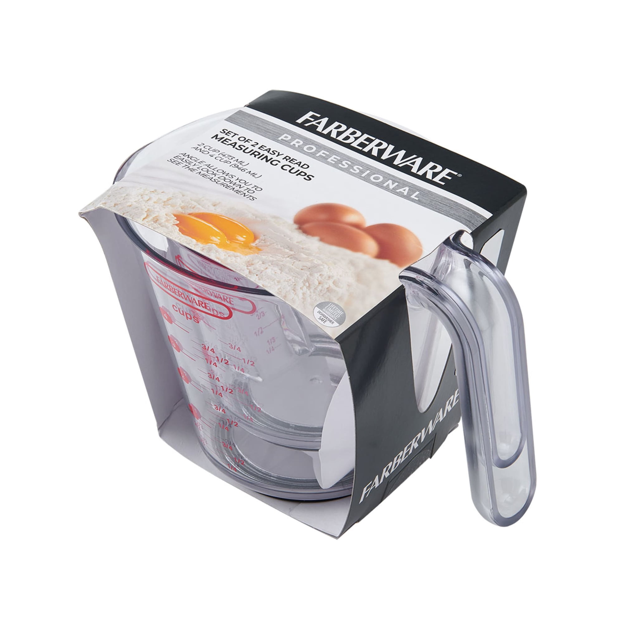 Farberware Professional Set of 2 Nesting Measuring Cups with Easy-Read Design, Clear