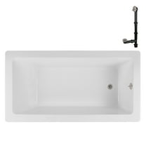 Streamline N-4060-703-BNK 60 in. x 32 in. Acrylic Soaking Drop-In Bathtub in Glossy White, With External Drain in Brushed Nickel