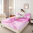 thumbnail image 4 of Homewish Gradient Marble Twin Sheet Sets 3pcs for Boys Girls,Abstract Stone Pattern Twin Fitted Sheet Microfiber,Marbling Watercolor Breathable Flat Sheet,Breathable Home Decor, 4 of 7