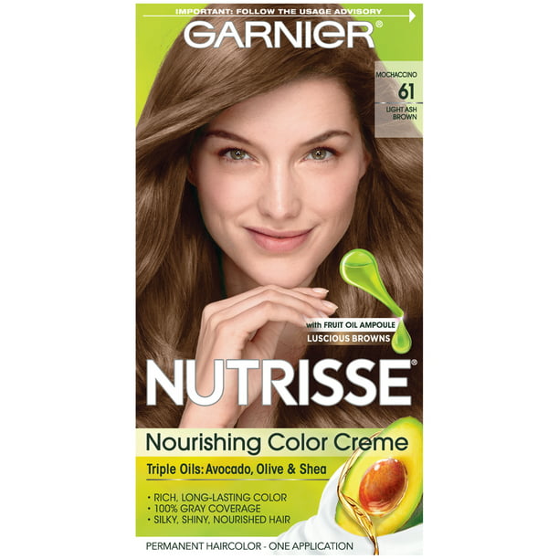 Garnier Nutrisse Nourishing Hair Color Creme, 61 Light Ash Brown  (Mochaccino), 1 Kit - Walmart.com