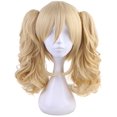thumbnail image 1 of Morvally Short Straight Blonde Bob Wig with Two Jaw Claws Ponytail Hair for Cosplay Costume Halloween Wigs, 1 of 8
