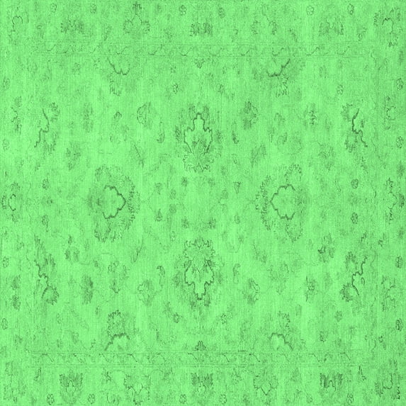 Ahgly Company Indoor Square Abstract Emerald Green Modern Area Rugs, 8' Square