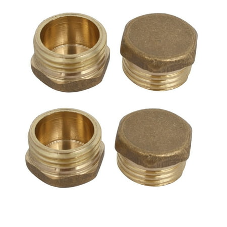 Brass Cover Cap - 1/2BSP Male Thread Brass Hex Head Pipe Cap Cover Fitting 4pcs