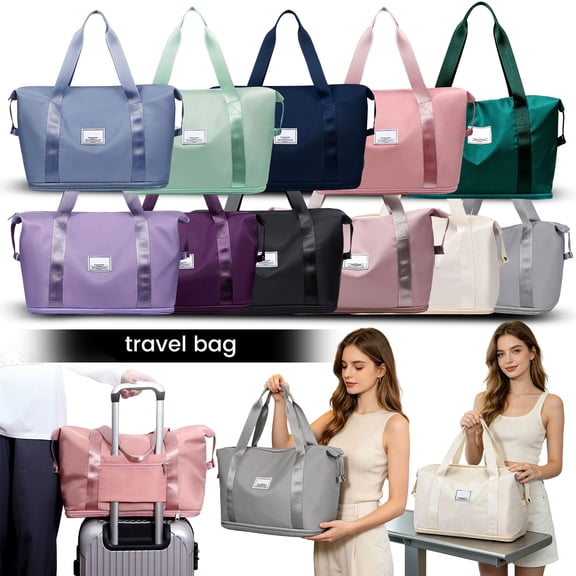 Large Utility Tote Bag Mint Green Travel Bag Weekender Bag Waterproof Duffel Tote Carry on Bag Overnight Bag for Gym Vacation College Weekend Getaway 1 Pack