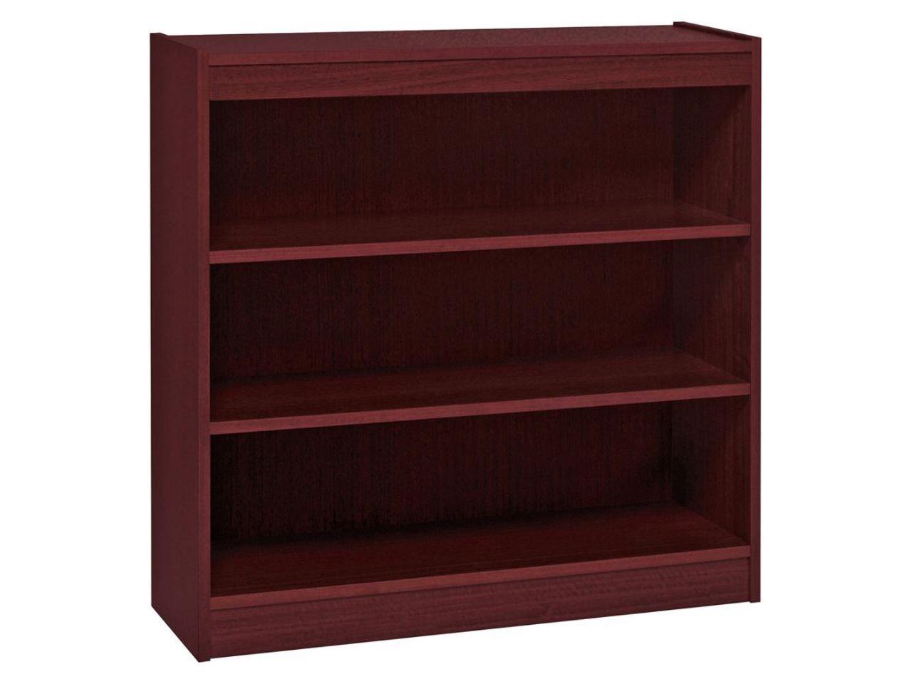Lorell Panel End Hardwood Veneer Bookcase 36" x 12" x 36" - 3 x Shelf(ves) - 330 lb Load Capacity - Mahogany - Laminate - Wood - Assembly Required - image 5 of 8