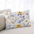 thumbnail image 2 of Waterproof Outdoor Throw Pillows with Inserts 12"x20" Set of 2, Yellow Floral Spring Soft Decorative Pillowcases for Couch Bedroom, Elegant Summer Botanical Gray Pillow Covers for Sofa Living Room, 2 of 8
