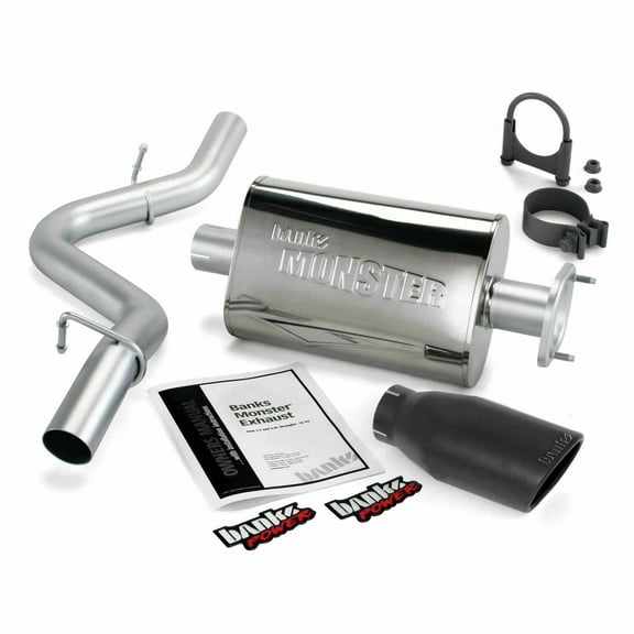 Banks Power 04-06 Jeep 4.0L Wrangler Unlimited Monster Exhaust Sys - SS Single Exhaust w/ Black Tip Fits select: 2004-2006 JEEP WRANGLER / TJ