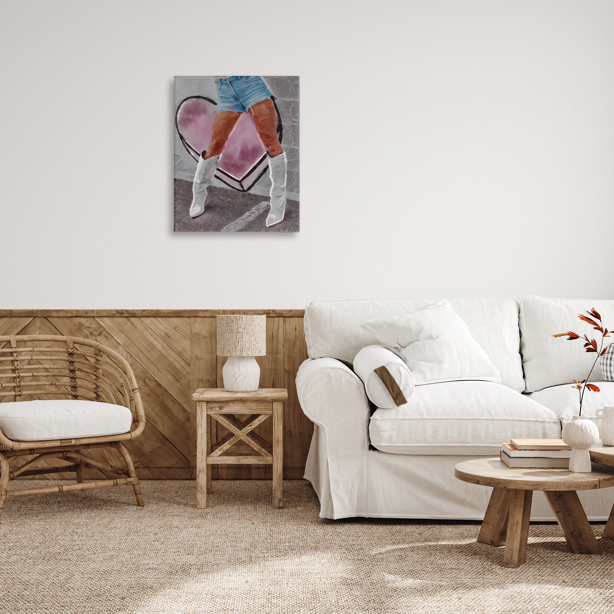 Stupell Industries Chic Cowgirl & Heart Beauty & Fashion Painting Gallery Wrapped Canvas Art Print Wall Art, 24 x 30