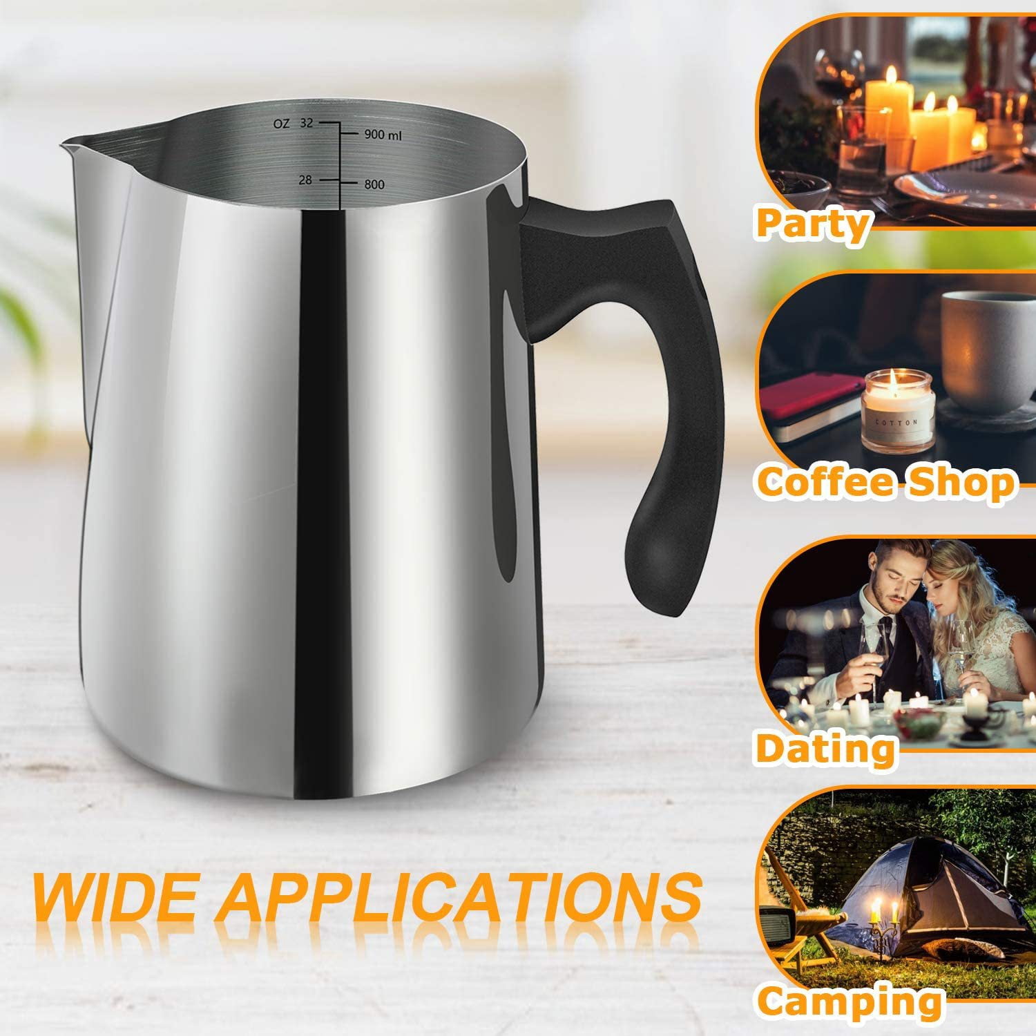 Candle Making Pouring Pot, Stainless Steel Wax Melting Pot 32oz with Heat-Resistant Handle and Drip-less Pouring Spout, Candle Making Pitcher with Stirring Spoon