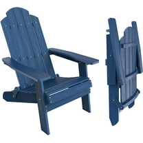 WINSOON All Weather HIPS Folding Adirondack Chair Outdoor Patio Chair, Navy Blue Finish