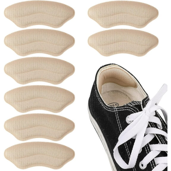 4 Pairs Heel Grips Liner Cushions Inserts for Loose Shoes, Heel Cushion Pads 5D Comfort Shoe Grips Self-Adhesive Heel Inserts Heel Protectors to Prevent Heel Pains and Heel Blisters (Skin)