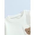 thumbnail image 5 of Cute Romper for Baby Boys Girls Long Sleeve Round Neck Ribbed One-Piece Outfits with Bear Embroidered Pocket, 5 of 8