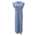 thumbnail image 4 of 2025 Vestido largo sin mangas con abertura para mujer: vestido camisero informal y holgado con bolsillos laterales, cuello redondo, tejido ligero, ideal para el verano, tallas S-XXL, 4 of 4