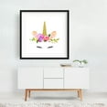 thumbnail image 2 of Cute Unicorn, Magical Unicorn, Fairy Tale, Girl Nursery - Illustration Watercolor Floral Fantasy Whimsical Black Framed Wall Art Print 20 x 20 inches, 2 of 3