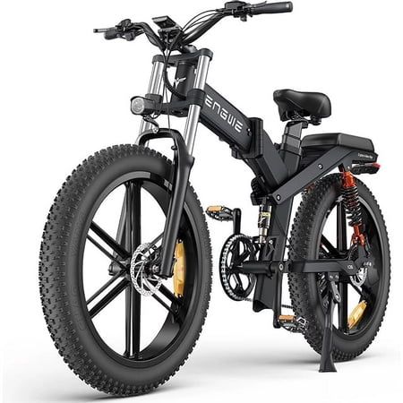 ENGWE X26 26" x 4.0 Fat Tire Electric Bike,48V 29.2Ah & 10AH Dual Lithium-ion Removable Batteries Mountain Bike for Adults,250W+500W E-Bike Motor, Black