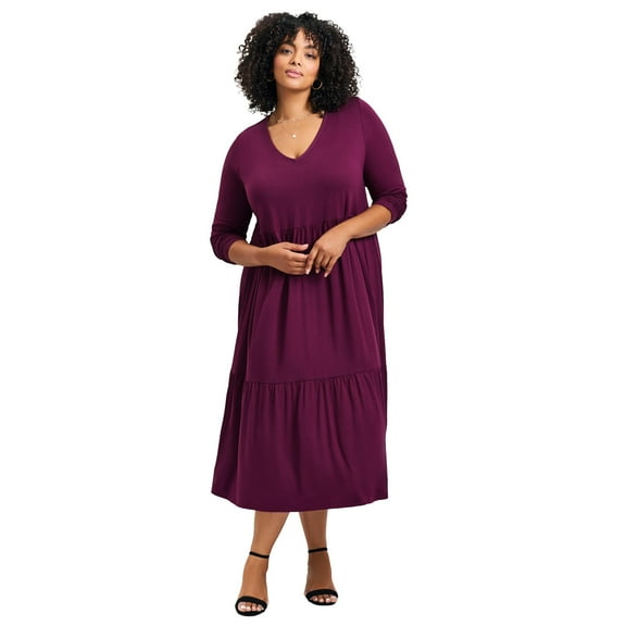 Avenue Women's Plus Size Nylah Tiered Knit Dress