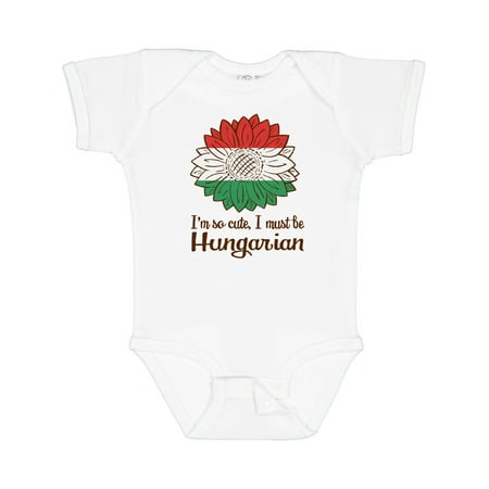 

Inktastic I m So Cute I Must Be Hungarian Hungary Sunflower Gift Baby Boy or Baby Girl Bodysuit