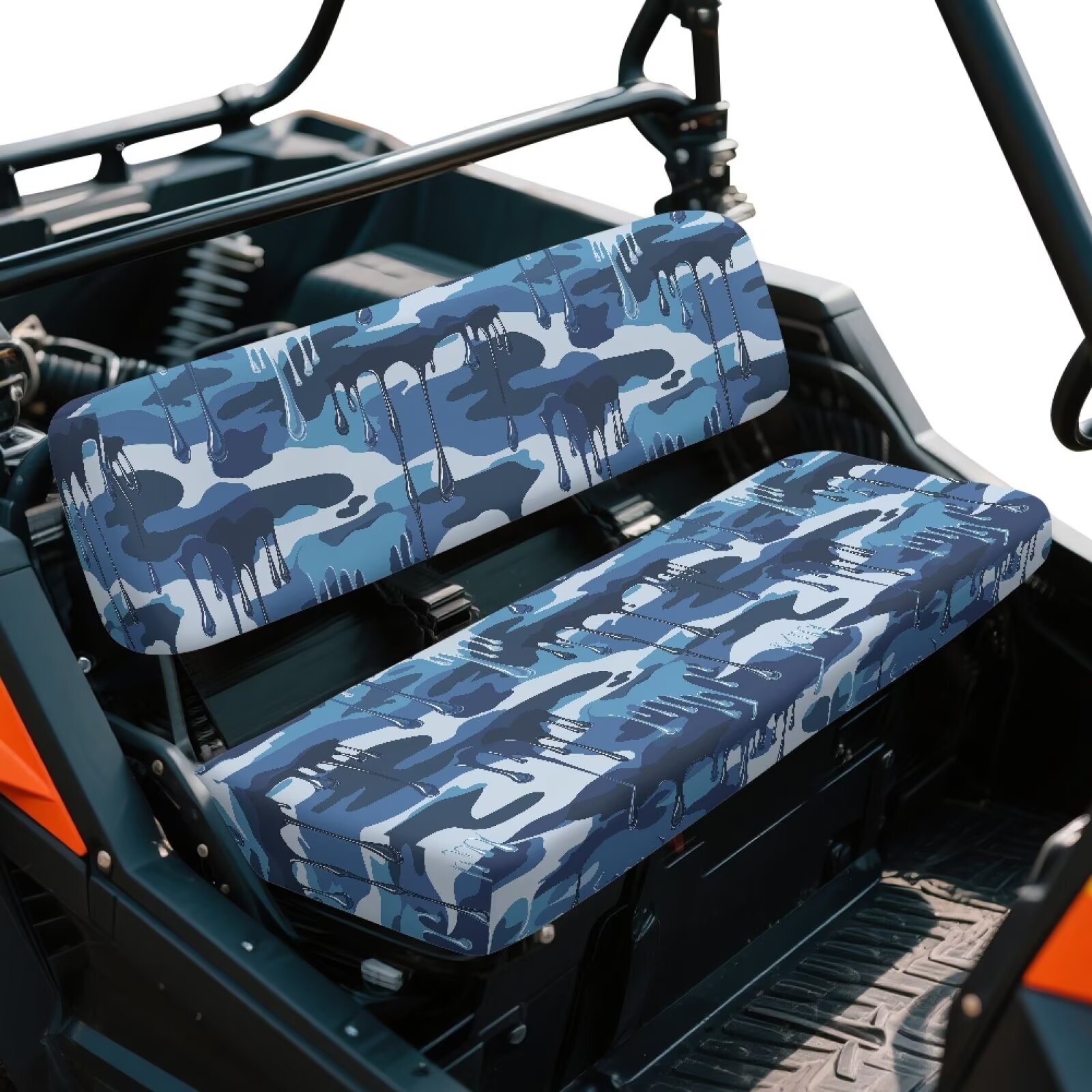 Uorisanigo UTV Seat Cover for Kawasaki Mule 4010 4x4 2009-2025, Non-Slip Blue Camouflage Print Mule Front Bench Seat Cover with Elastic Band, UTV Pioneer Seats Accessories