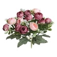 thumbnail image 2 of FENGGHAO Burgundy Artificial Camellia Peony Bouquet Fake Tea Rose Flowers For Wedding Home Decor Vase, 2 of 7