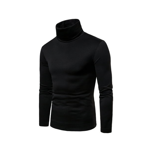 Minnieouse Camisa térmica de algodón de cuello alto para hombre, jersey de manga larga de Color sólido, ropa interior para dormir en casa y en la escuela Ropa interior Negro S Minnieouse AP013664-01