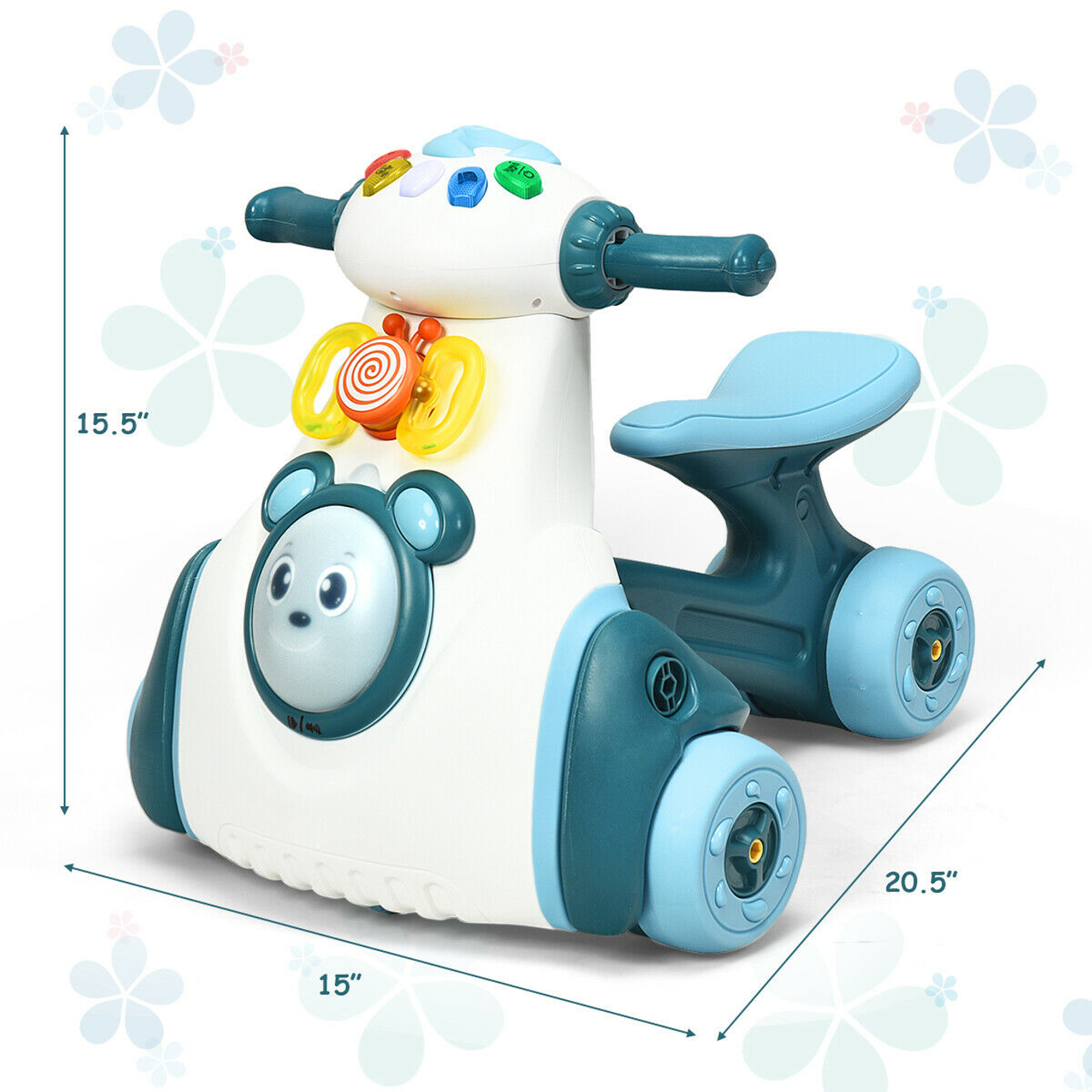 Gymax Baby Balance Bike Musical Ride Toy w/ Light & Sensing Function Toddler Walker - image 2 of 10