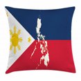 thumbnail image 1 of Phillipine Throw Pillow Cushion Cover, Map and Flag of Philippines Country Culture and Geography Theme Illustration, Decorative Square Accent Pillow Case, 16 X 16 Inches, Multicolor, by Ambesonne, 1 of 2