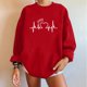 thumbnail image 1 of ICHUANYI Clearance Women's Fashion Sweatshirts Long Sleeved Lovely Printed Pullover Fall Crewneck Sweatshirt(Red, L) ICHUANYI WER2023081514278, 1 of 6