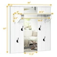 thumbnail image 2 of Gymax Wall Mounted Mirror Coat Hat Rack Storage Shelf w/4 Hooks & Hanging Bar Entryway, 2 of 10