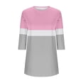 thumbnail image 7 of Women's Fashion 3/4 Sleeve Curved Bottom Longline Top Tunic Shirt Blouse Loose Fit Casual Elegant Summer Vacation | CSEONE,Watermelon Red L, 7 of 7