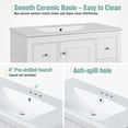 thumbnail image 5 of Modern Bathroom Vanity with Ceramic Sink Combo with 4 Drawers and 1 Door, Versatile Storage, Adjustable Shelf, Solid Wood & MDF Frame, Faucet Not Include, White, 5 of 9