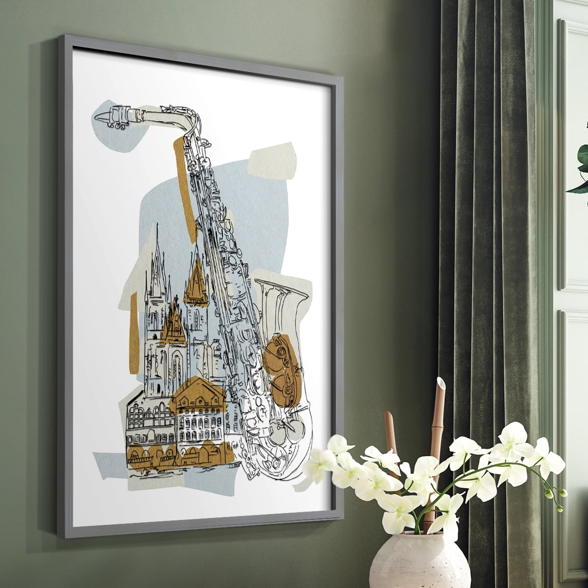 Rehearsal II Framed Print in Gray Solid Wood Framed Print No Nail Hanging