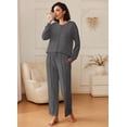 thumbnail image 6 of Ekouaer Pajama Sets for Women 2 Piece Lounge Sets Long Sleeve Sleepwear Top and Pants Cozy Pjs Loungewear with Pockets, 6 of 7