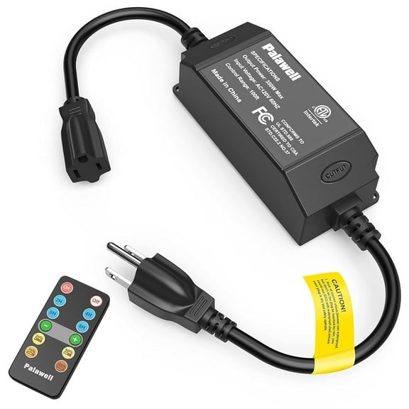 Dimmer for Outdoor String Lights – Palawell 350W Remote Dimmer Plug with Timer, Waterproof Plug-in Light Controller, 100FT Range for LED & Patio Lights