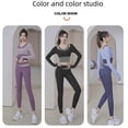 thumbnail image 4 of Conjunto de dos piezas de ropa deportiva ajustada de secado rápido para mujer, para correr, fitness, yoga y manga larga, 4 of 5