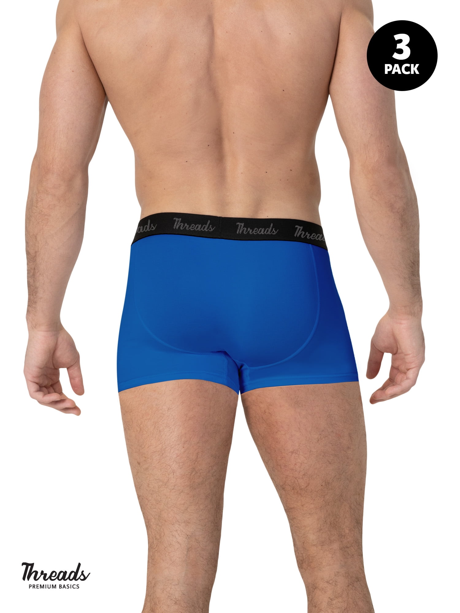 Threads Men's Underwear, 3" Ultra-Soft Boxer Trunks, Moisture Wicking, Anti-Odor, 3 Pack