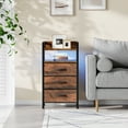 thumbnail image 6 of Bestco LED Nightstand End Table with Charging Station & 3 Drawers for Bedroom Rustic Brown, 6 of 15
