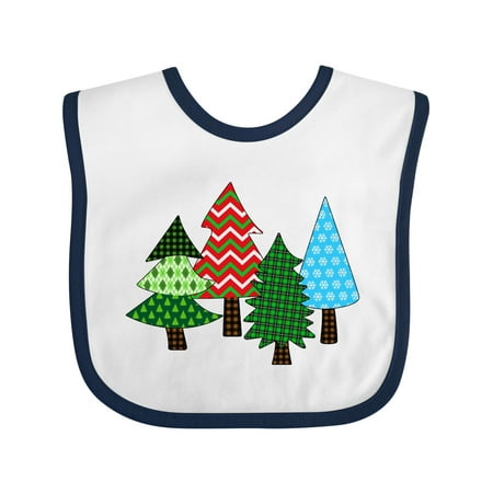

Inktastic Christmas Quilt Pattern Trees Gift Baby Boy or Baby Girl Bib