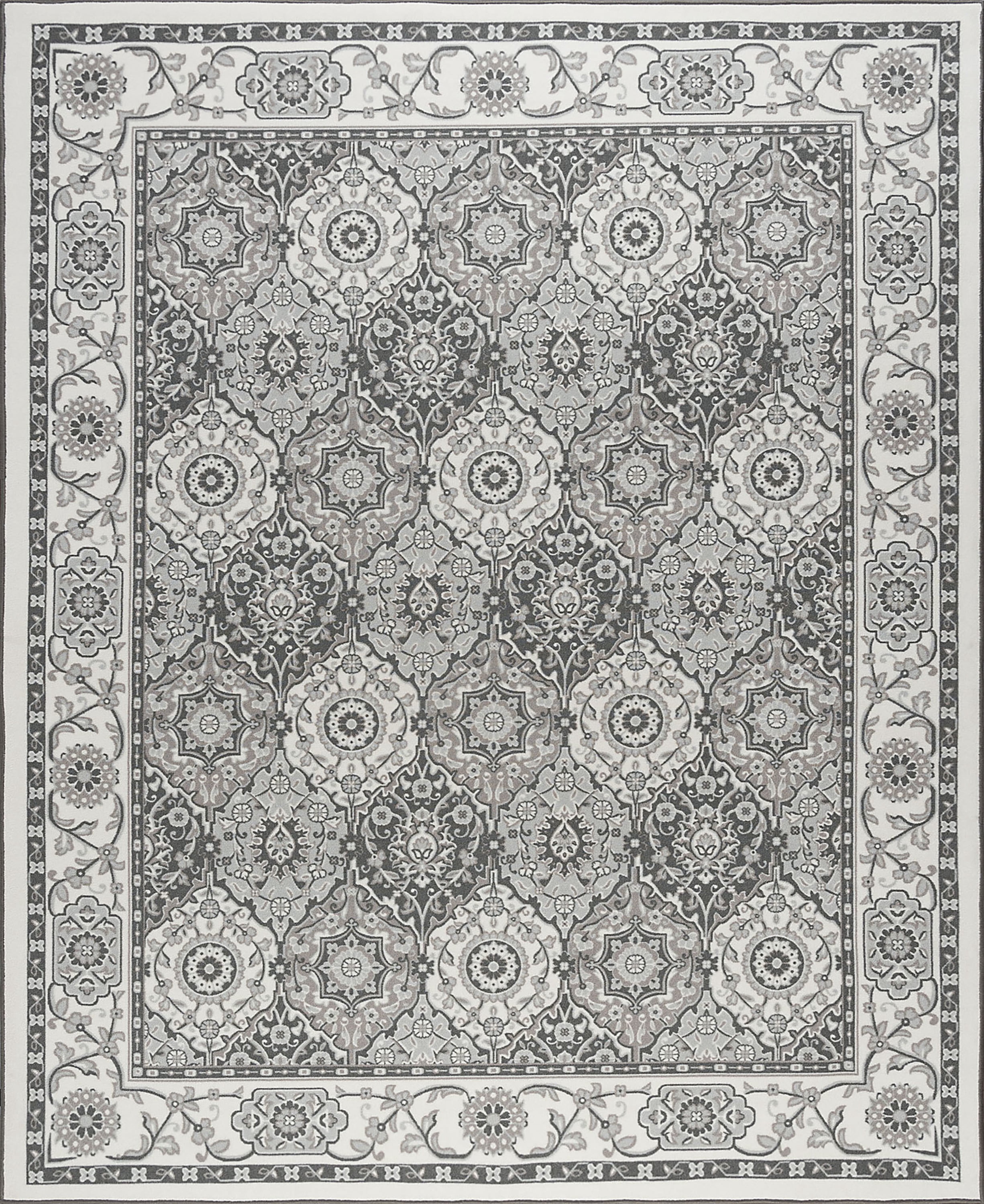 Traditional 2x3 Area Rug (2' x 3') Oriental Ivory, Gray Indoor Scatter Easy to Clean