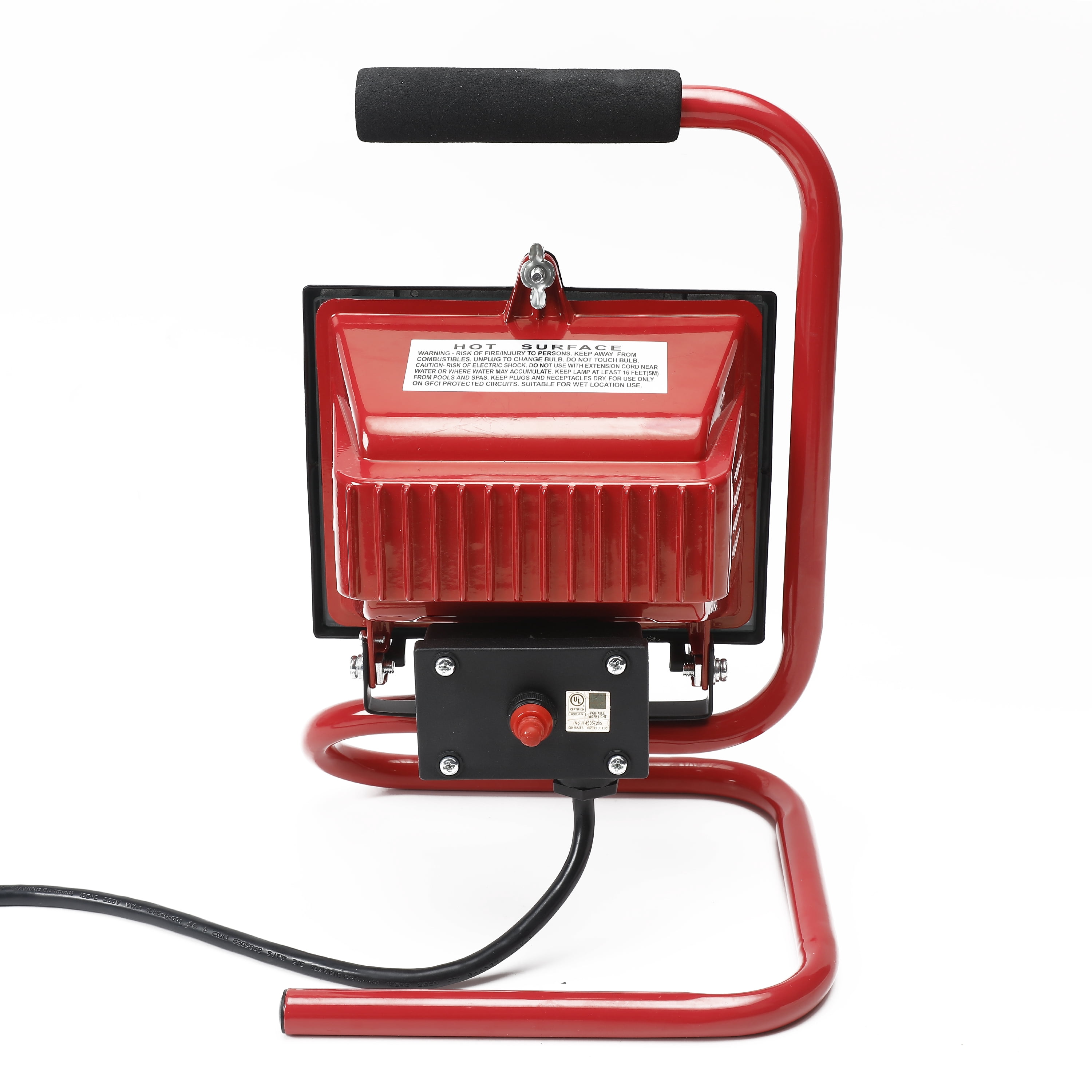 Hyper Tough Portable Halogen Work Light, 500 Watts, Red,Yellow