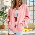 thumbnail image 3 of Jackets for Women Fashion Casual Loose Button Up Long Sleeved Solid Color Cardigan Top Fall Winter Track Jackets with Pockets Fall Sweatshirts Jackets, 3 of 10