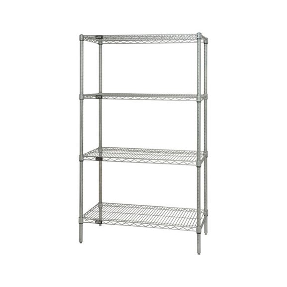 Quantum Storage Systems Wire Shelving 4 - Shelf Starter Unit - 14" x 36" x 86" - 304 Stainless Steel
