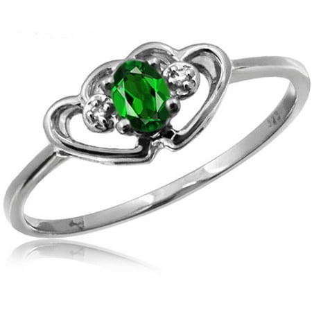 JewelersClub 0.19 Carat T.G.W. Chrome Diopside Gemstone and Accent White Diamond Ring